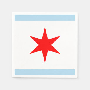 Chicago Flag Red Star Blue Stripes City of Chicago Napkins