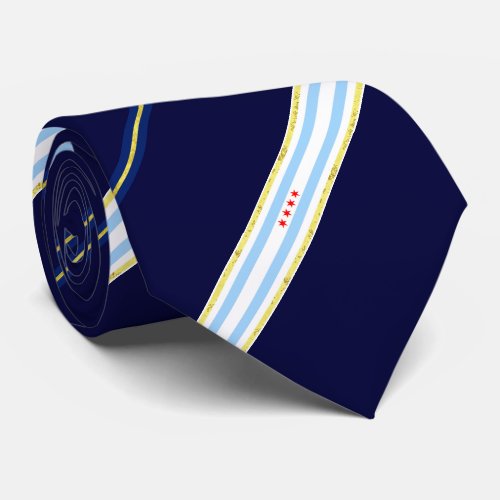 Chicago flag_seal neck tie