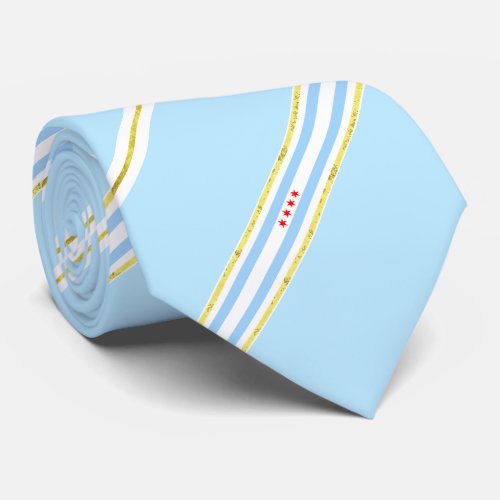 Chicago flag_seal neck tie