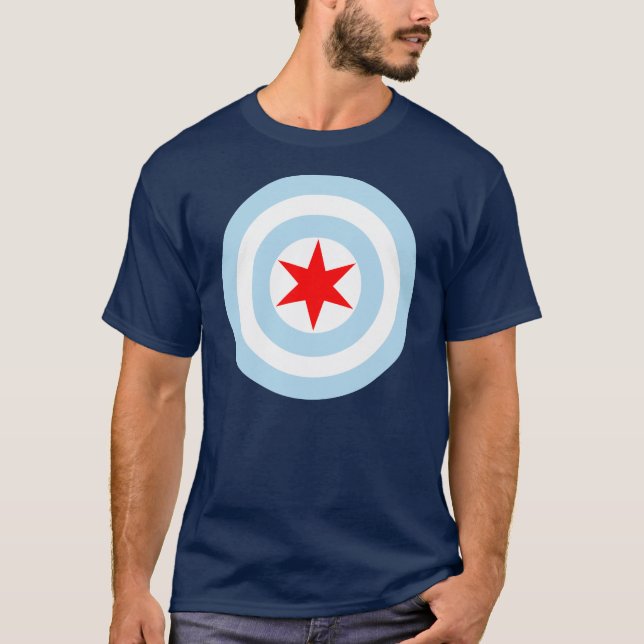Chicago Flag Shield T Shirt (Front)