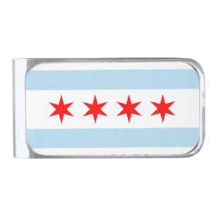 Chicago Flag Silver Finish Money Clip