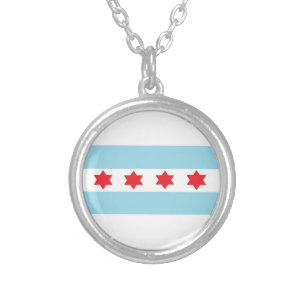 Chicago Flag Silver Plated Necklace
