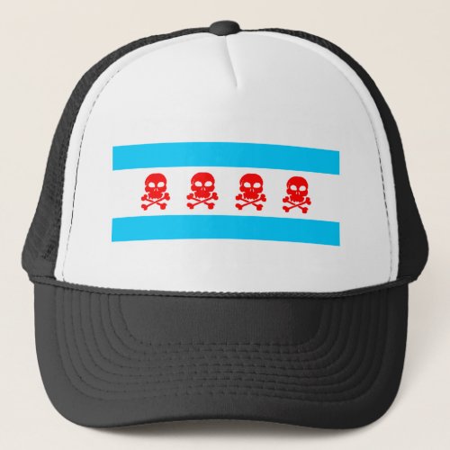 Chicago Flag Skulls Clothing Trucker Hat