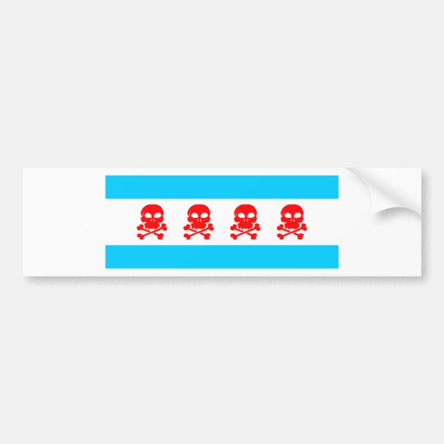 Chicago Flag Skulls Stuff Bumper Sticker (Front)