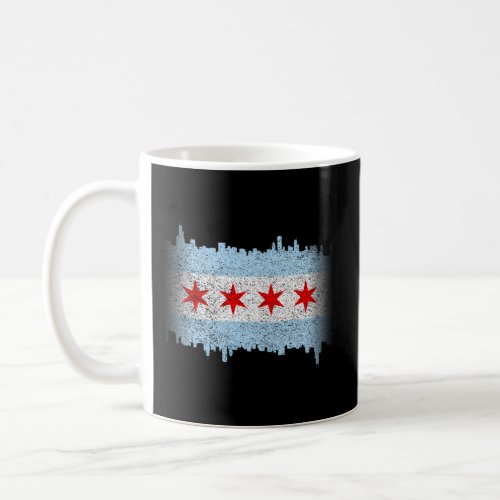 Chicago Flag Skyline Distressed Coffee Mug
