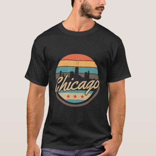 Chicago Flag Skyline Illinois Usa T_Shirt