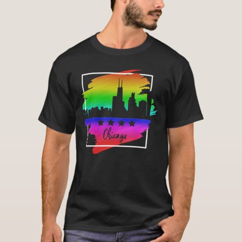 Chicago Flag Skyline LGBT Gay Pride Parade T_Shirt