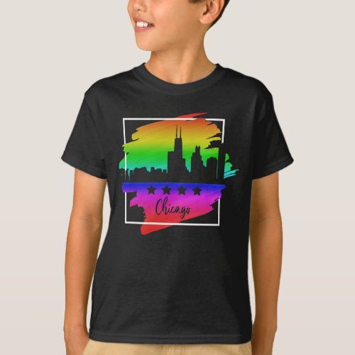 Chicago Flag Skyline LGBT Gay Pride Parade T_Shirt