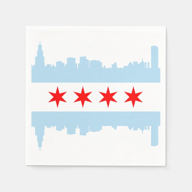 Chicago Flag Skyline Napkins (Front)