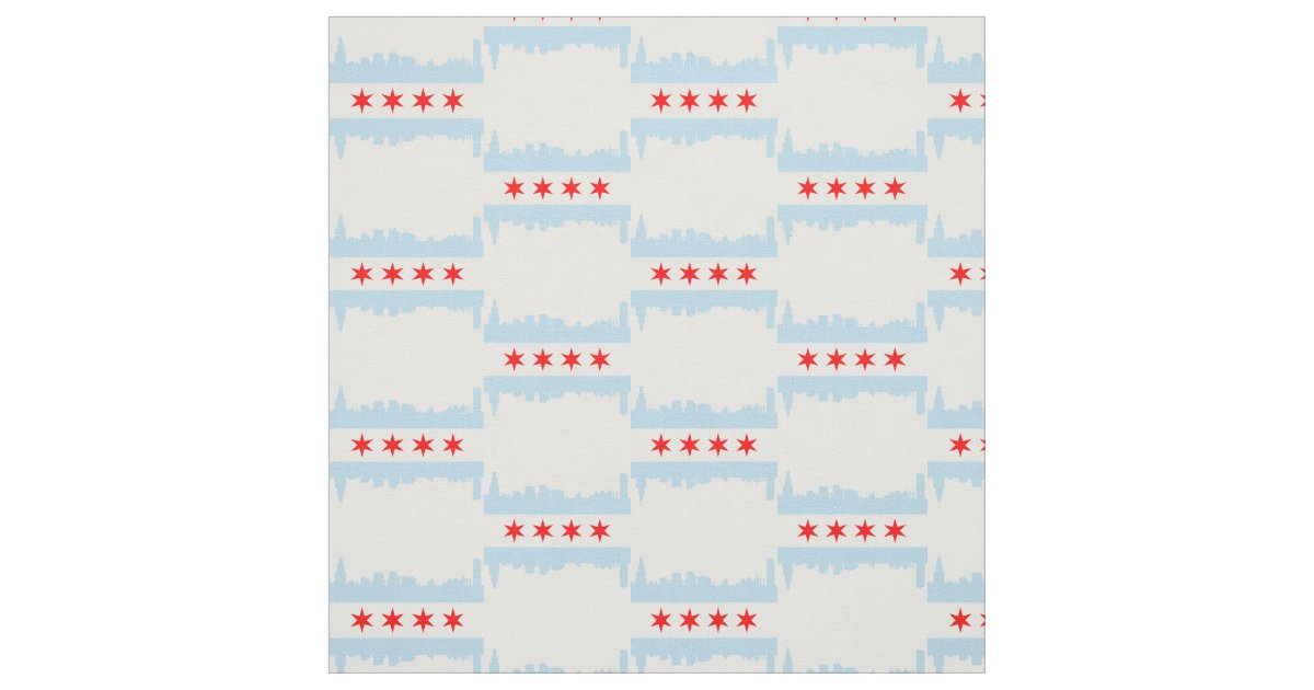 Chicago Flag Skyline Pattern Fabric Zazzle