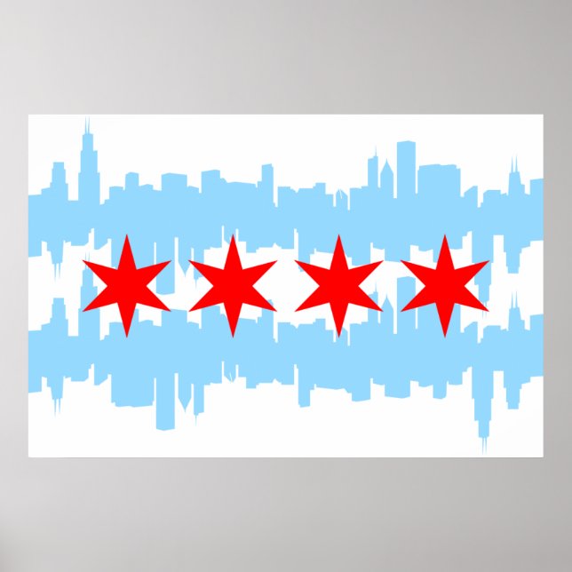 Chicago Flag Skyline Poster (Front)