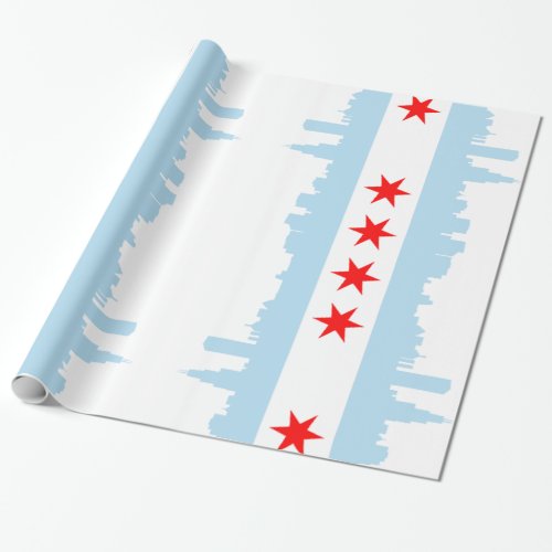 Chicago Flag Skyline Wrapping Paper