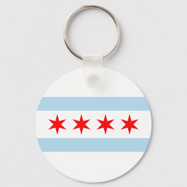 Chicago Flag Souvenir Keychain (Front)