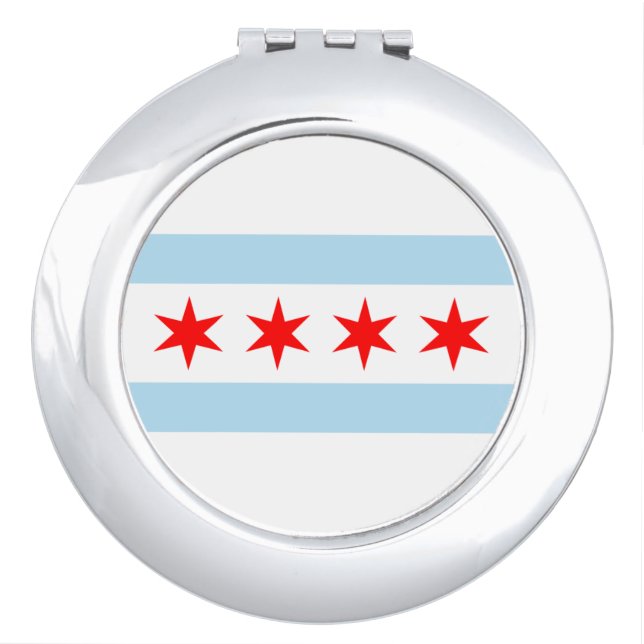 Chicago Flag Souvenir Makeup Mirror (Front)