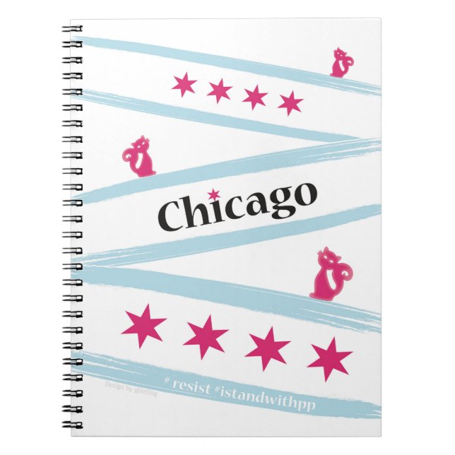 Chicago Flag Spiral Notebook with Pussycats for PP (Front)