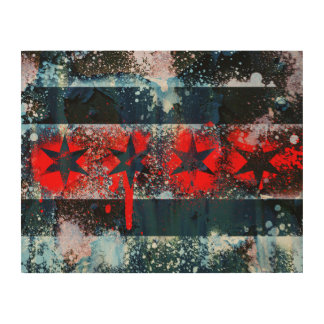 Chicago Flag Spray Paint Wood Wall Art