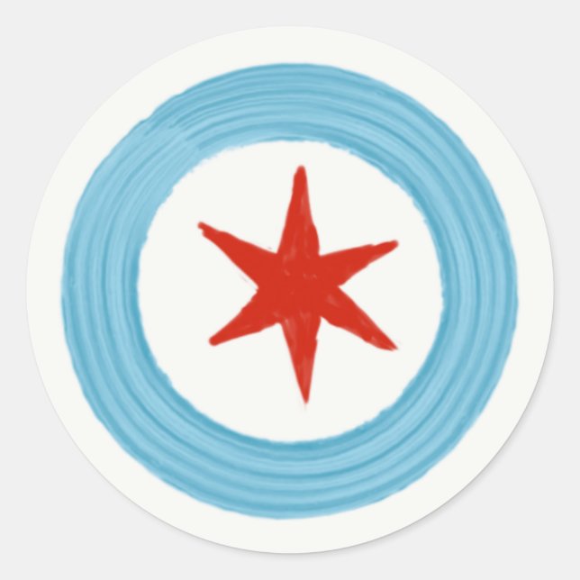 Chicago flag star classic round sticker (Front)