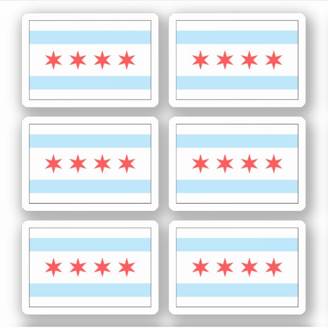 Chicago flag stickers, set of six sticker (Front)
