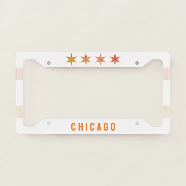 Chicago Flag Sunrise License Plate Frame (Front)