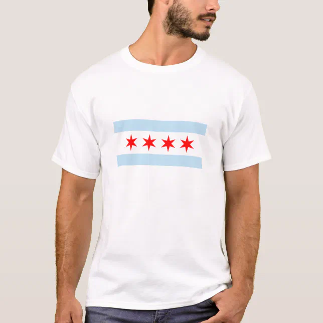 Zazzle Chicago Flag T-Shirt, Men's, Size: Adult L, White