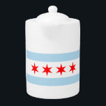 Chicago flag teapot! teapot<br><div class="desc">Lovely tea pot with the iconic Chicago Flag proudly front and center! Fully customizable with your own text or photos--please view my other products for the matching cups, and full line of Chicago flag products. If there is an item you would like that is not yet listed, please let me...</div>