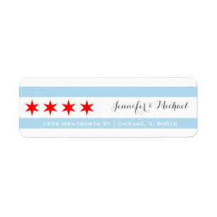 Chicago Flag Template Red Star Blue Stripes Label