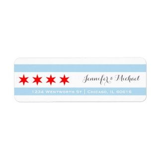 Chicago Flag Template | Red Star | Blue Stripes Label