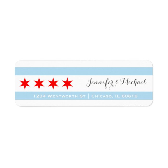 Chicago Flag Template | Red Star | Blue Stripes Label (Front)