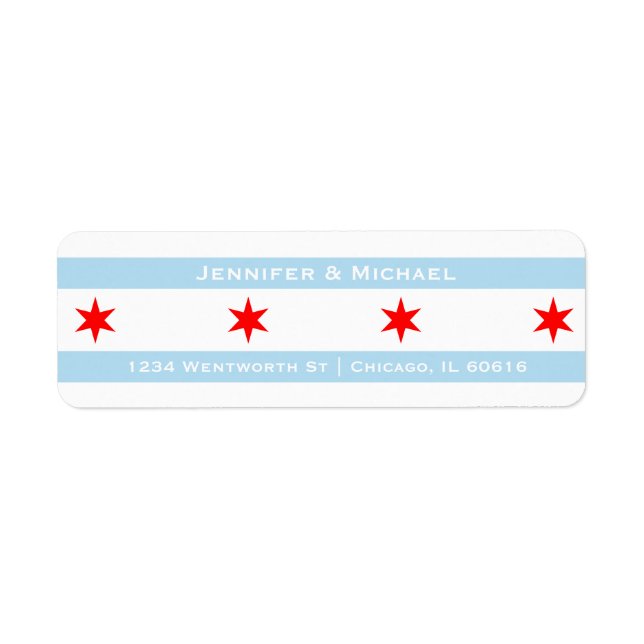 Chicago Flag Template | Red Stars | Blue Stripes Label (Front)
