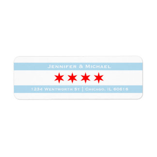 Chicago Flag Template | Red Stars | Blue Stripes Label