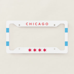 Chicago Flag theme License Plate Frame