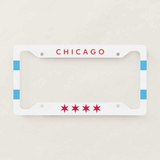 Chicago Flag theme License Plate Frame (Front)