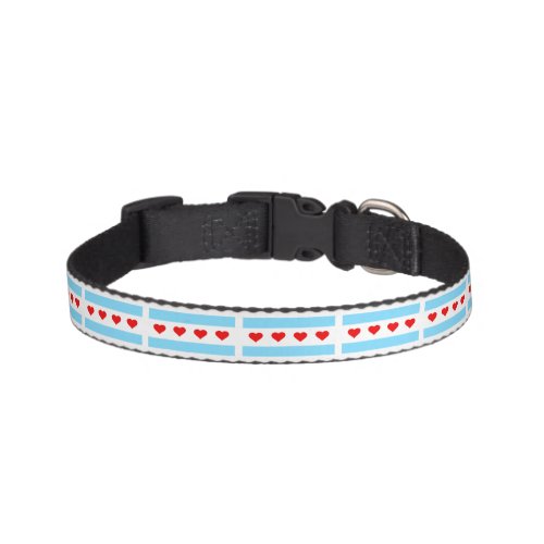 Chicago Flag with Hearts Pet Collar