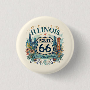 Chicago Floral Route 66 Midwest Boho Mood Button