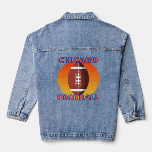 Chicago Football Fall Illinois Sports Fan T_Shirt Denim Jacket