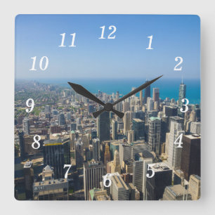 Chicago From Above Wall Clock