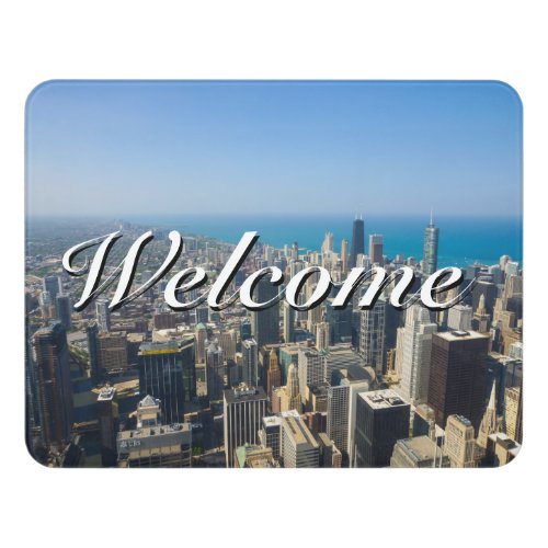Chicago From Above Welcome Door Sign