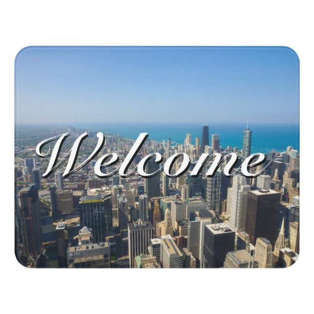 Chicago From Above Welcome Door Sign (Contemporary Front)