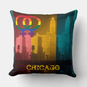 Chicago Gay Lesbian Interest Wrigley Building Throw Pillow