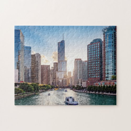 Chicago Getaways City of Midwest Chicago Skyline P Jigsaw Puzzle