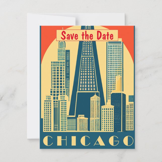Chicago Golden Skyline Sun Invitation (Front)