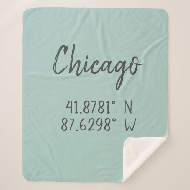 Chicago GPS Coordinates Longitude Latitude     Sherpa Blanket (Front)