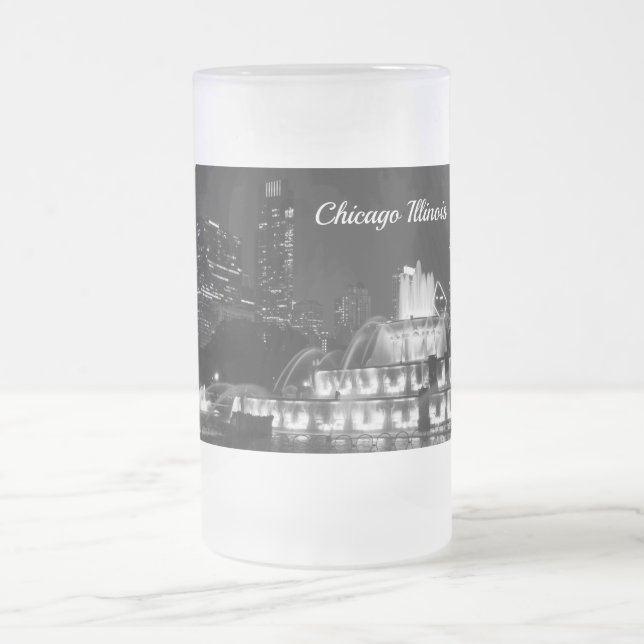 Chicago Grant Park Grayscale Frosted Mug (Center)