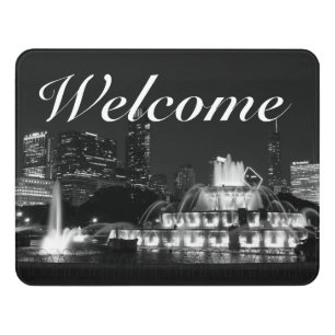 Chicago Grant Park Grayscale Welcome Door Sign