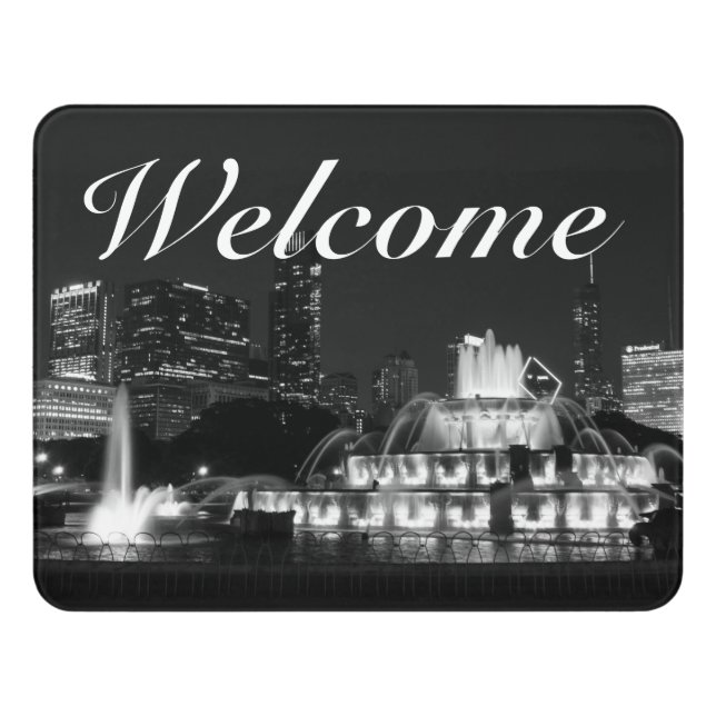 Chicago Grant Park Grayscale Welcome Door Sign (Contemporary Front)