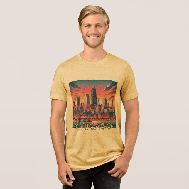 CHICAGO Graphic T-Shirt Tri-Blend Shirt (Front Full)