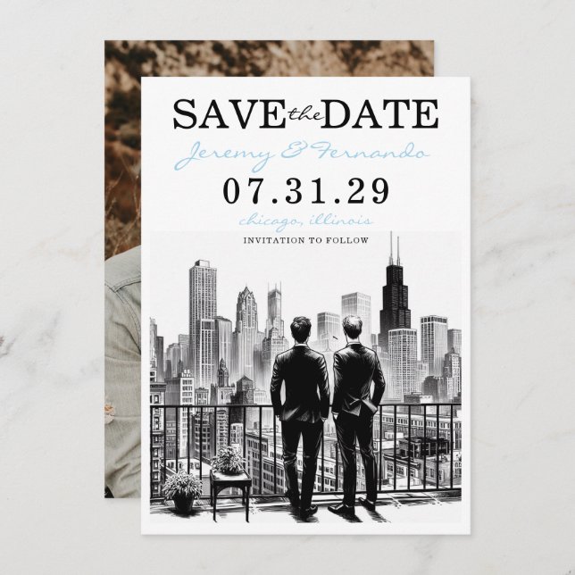 Chicago Grooms Save The Date (Front/Back)