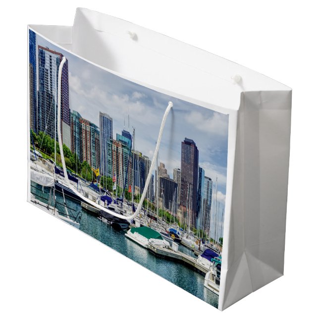 Chicago Harbor Large Gift Bag (Front Angled)