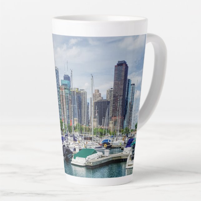 Chicago Harbor Latte Mug (Right Angle)
