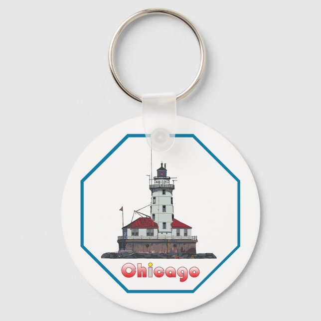 Chicago Harbor Light Keychain (Front)